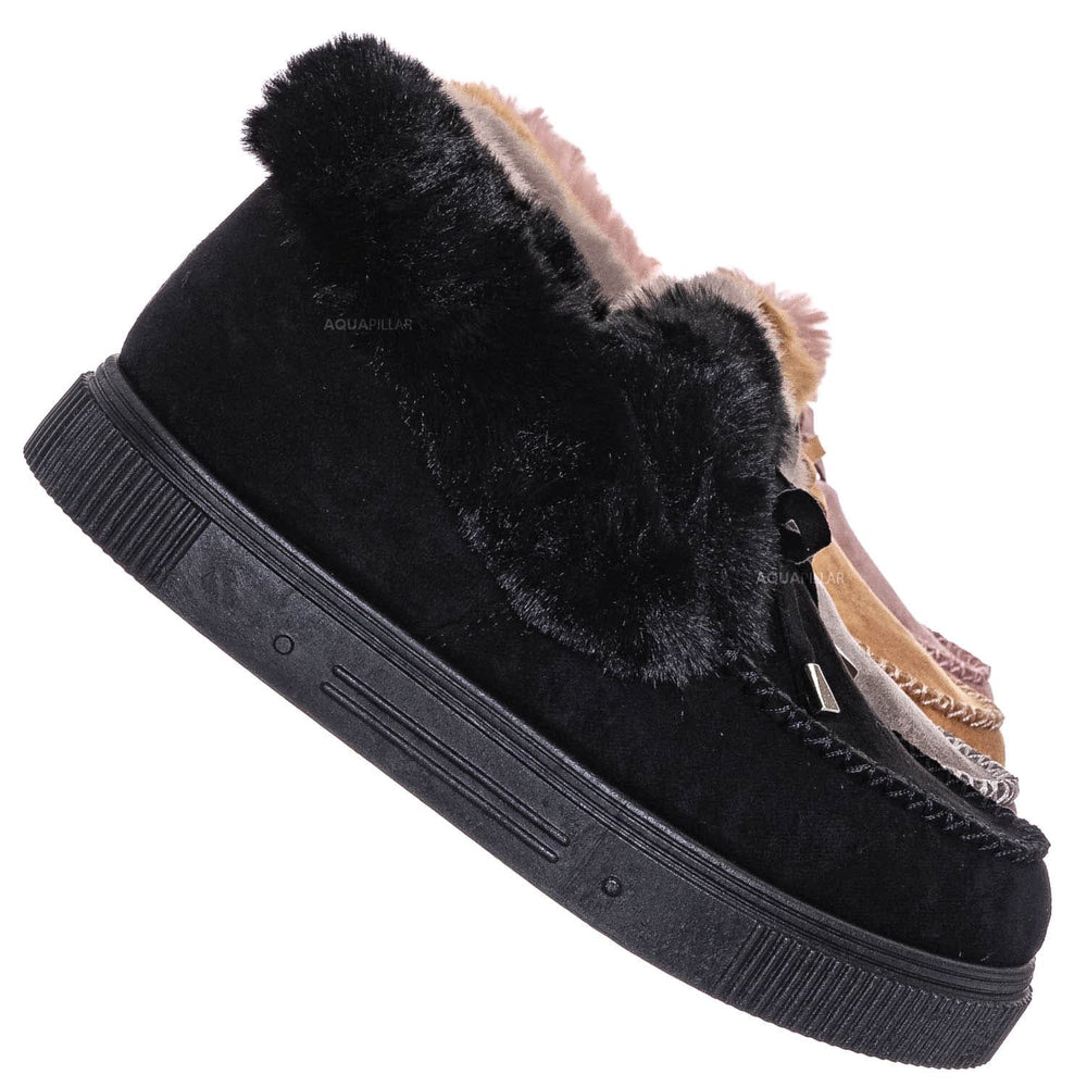 moccasin ankle boots with fur