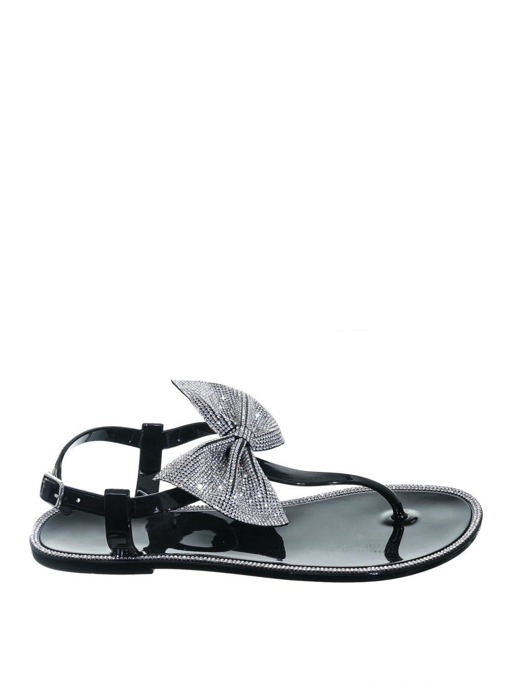 black jelly thong sandals