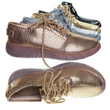 Forward03 Snakeskin Embossed Prints, Lace Up Sneaker w Ribbed Outsole