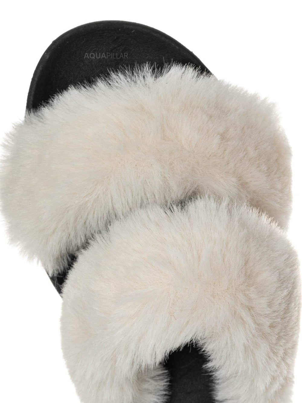 furry double strap slippers