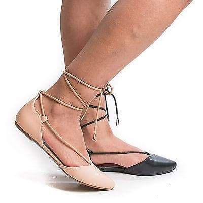 ballet flats tie up ankle