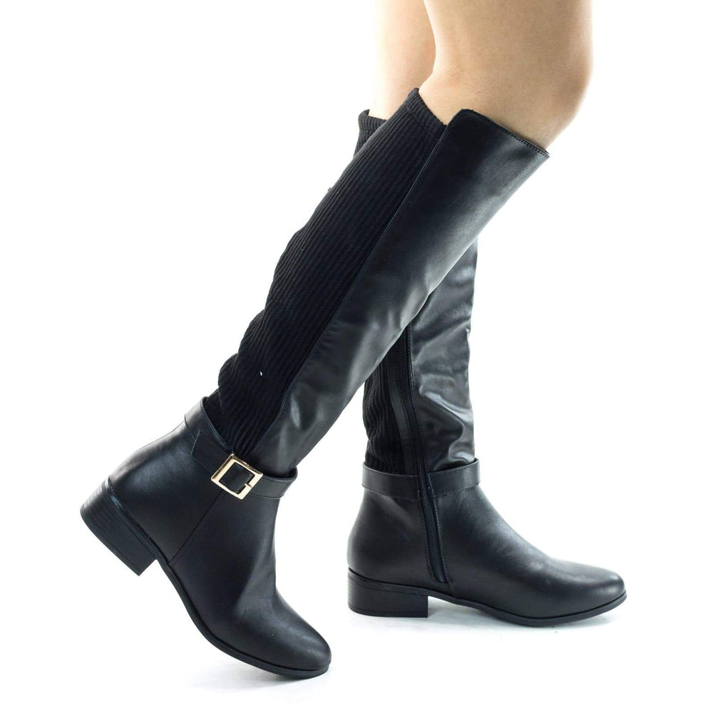 calf high biker boots