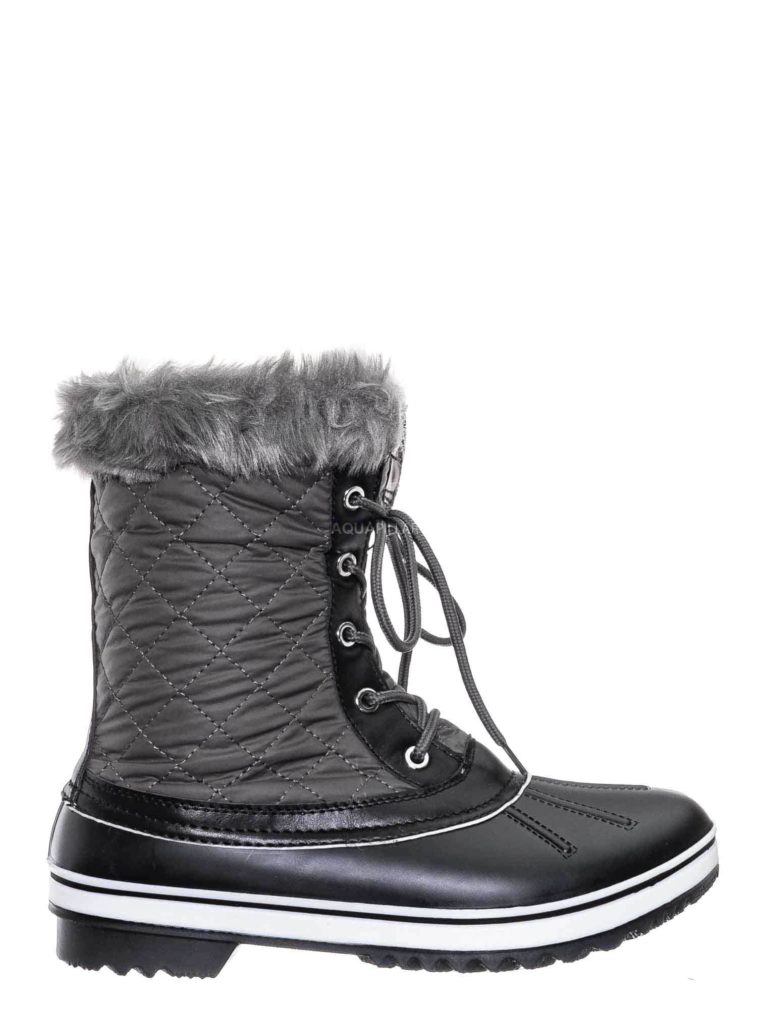 black fur duck boots