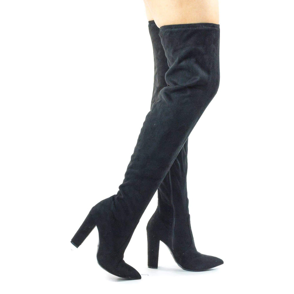 thigh high pointed toe boots