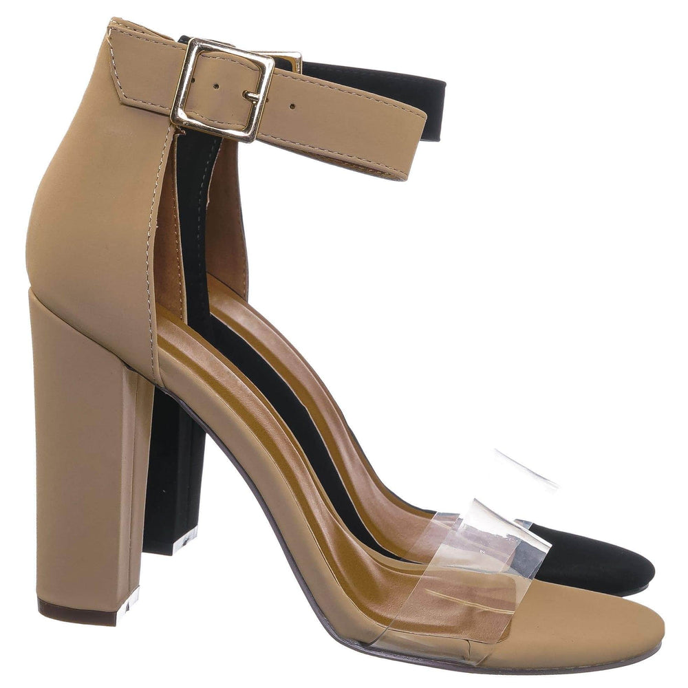 clear shoes chunky heel