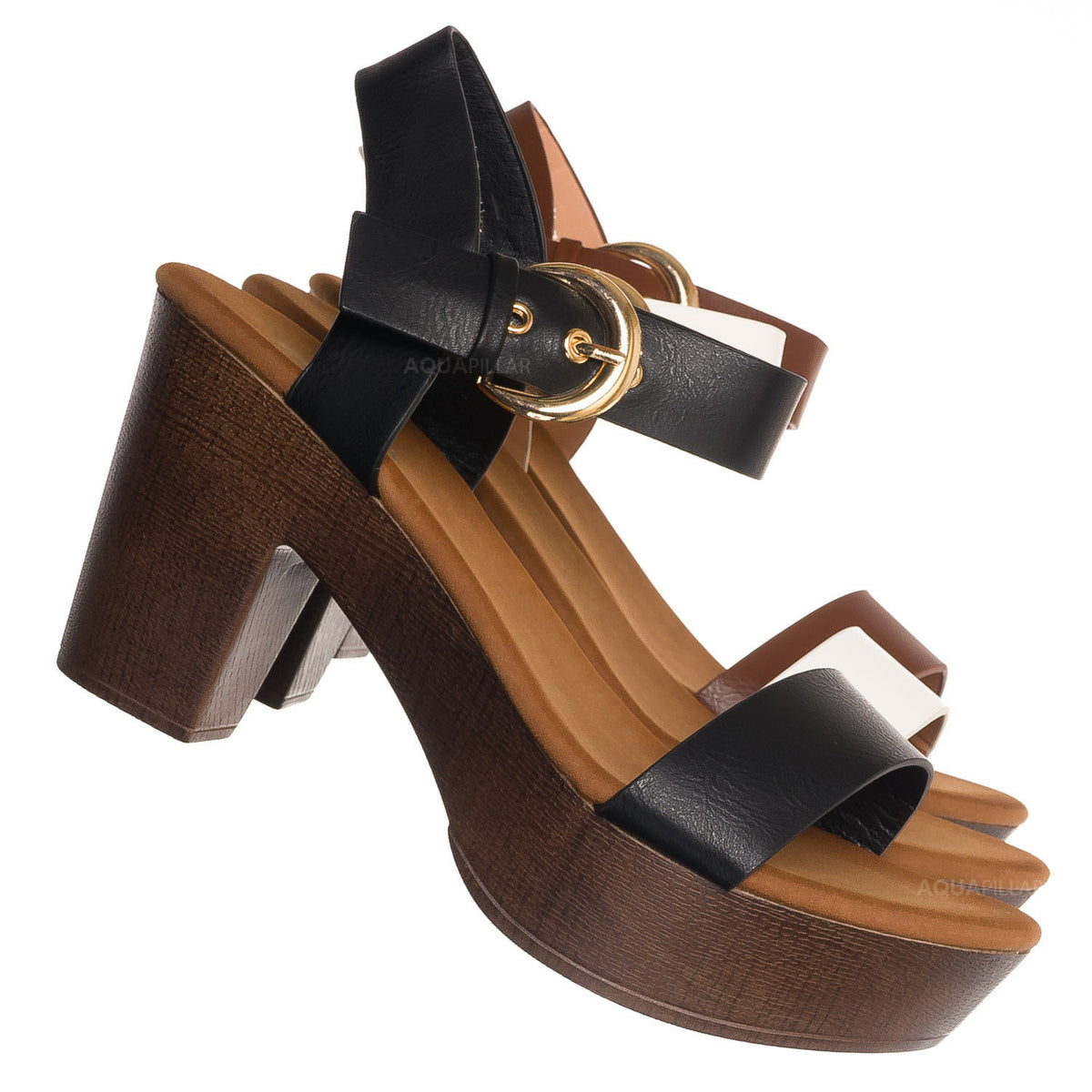 Melissa1 Clog Block Heel Platform Sandal-Lightweight Wooden Comfort Sandal