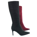 Black Fsuede / Tania High Heel Dress Boots - Women Pointed Toe Knee High Shafts