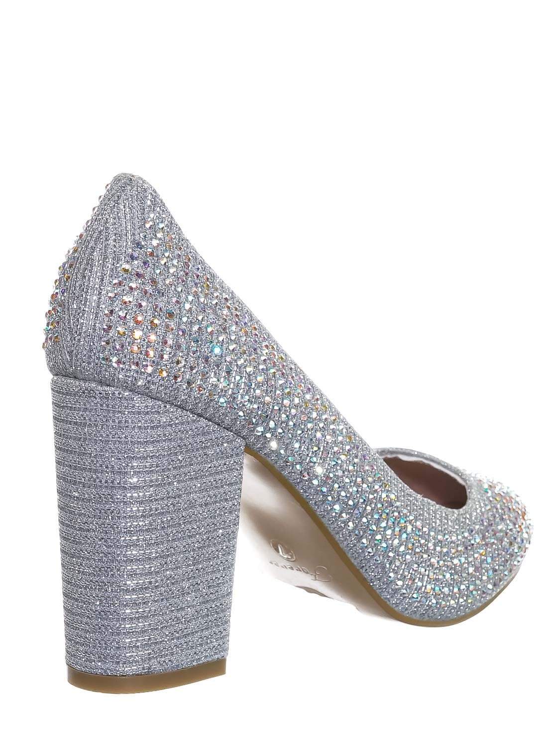 silver block heel pump