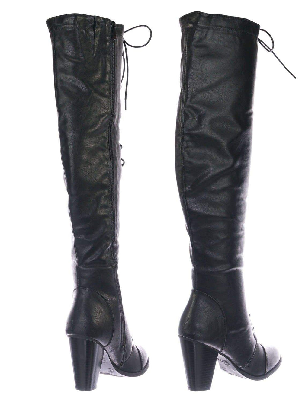 black high heeled combat boots