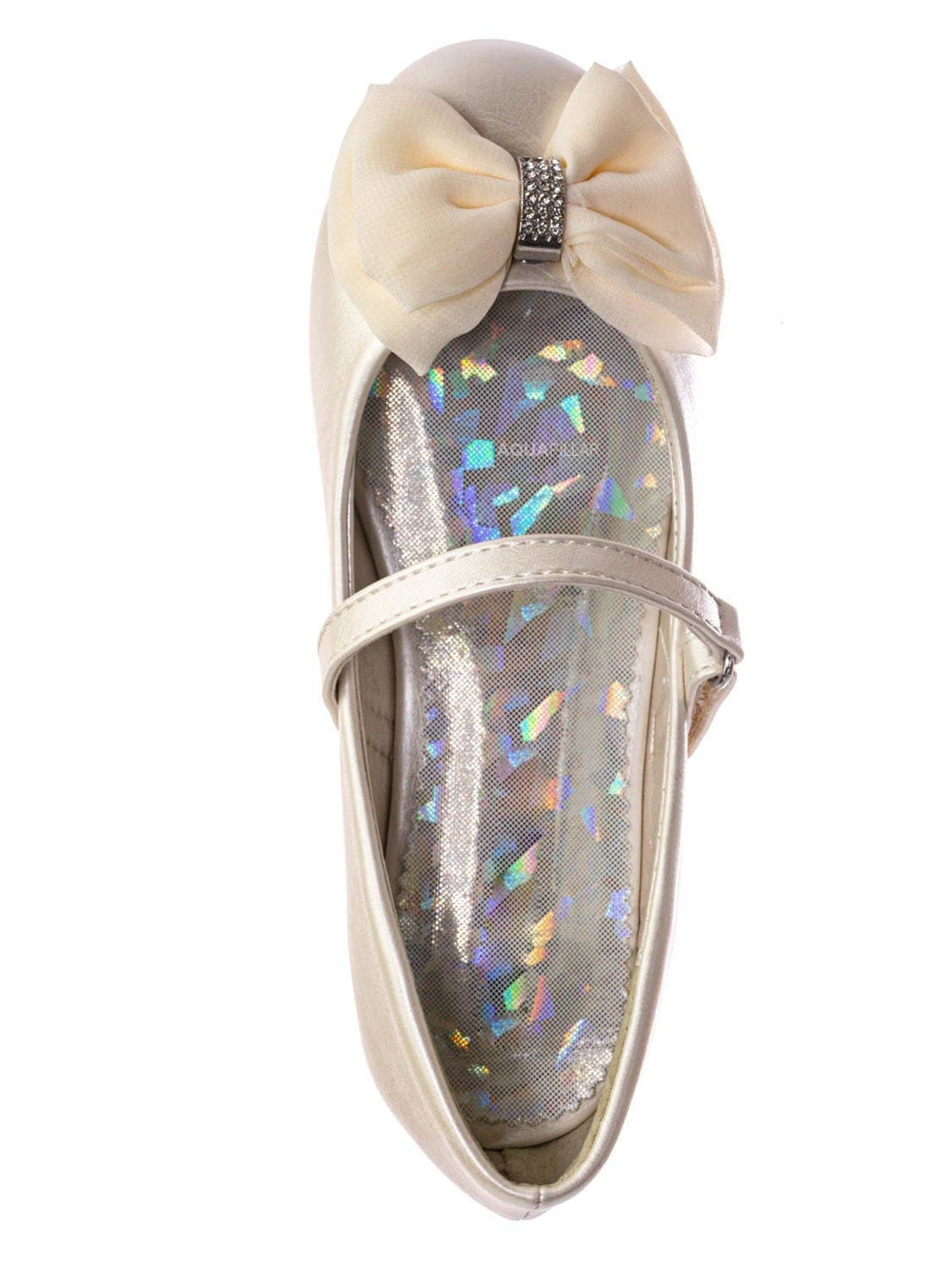 girls crystal ballet flats with ribbon bow