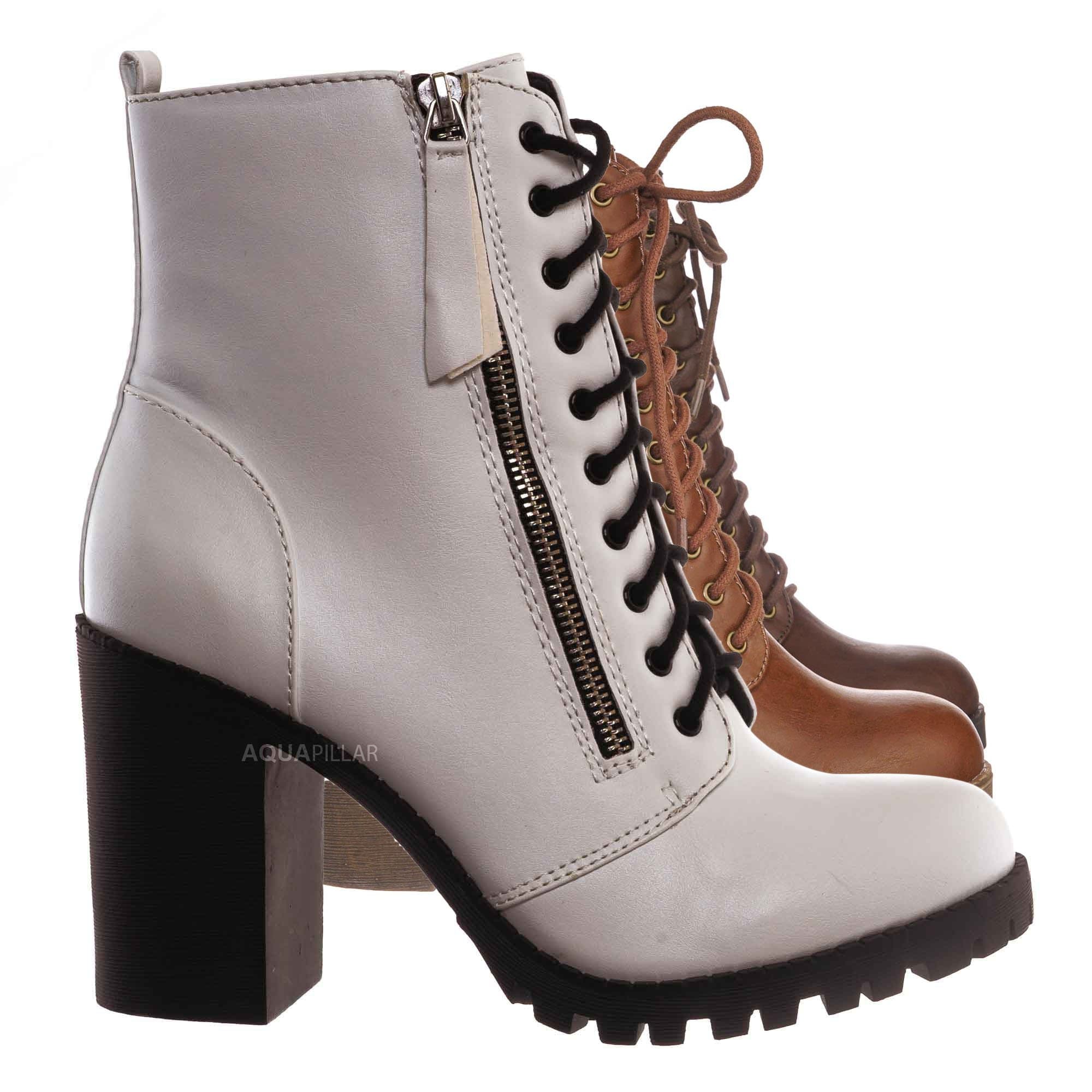 combat lace up heel boots