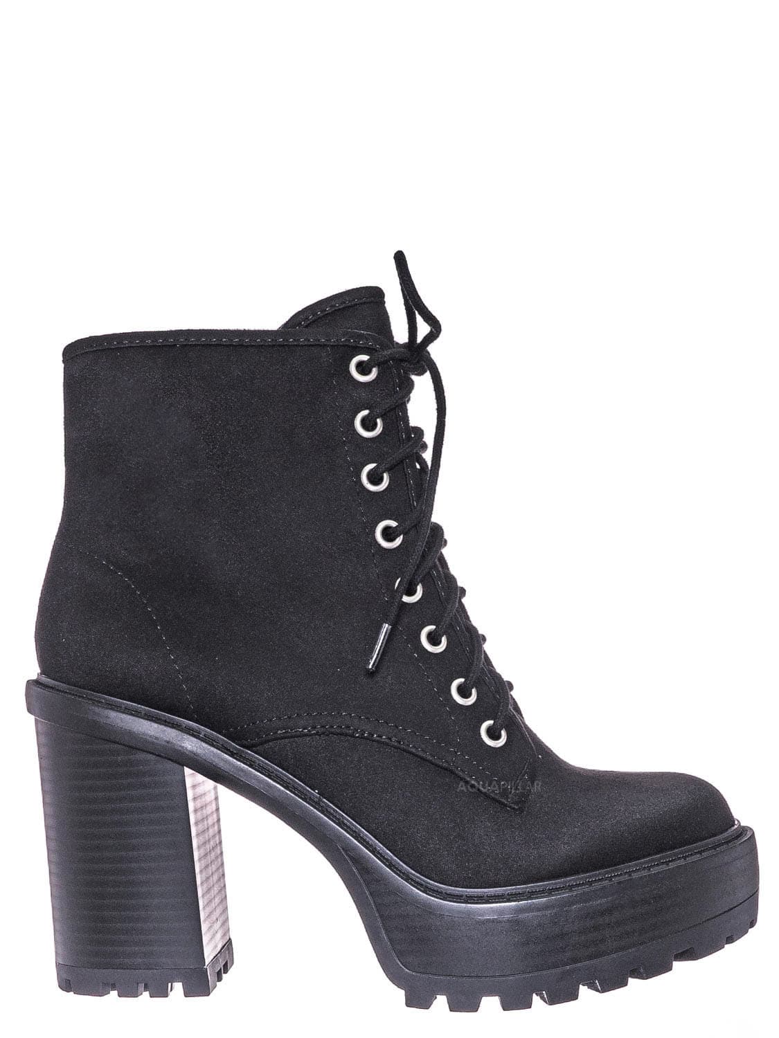 combat lace up heel boots