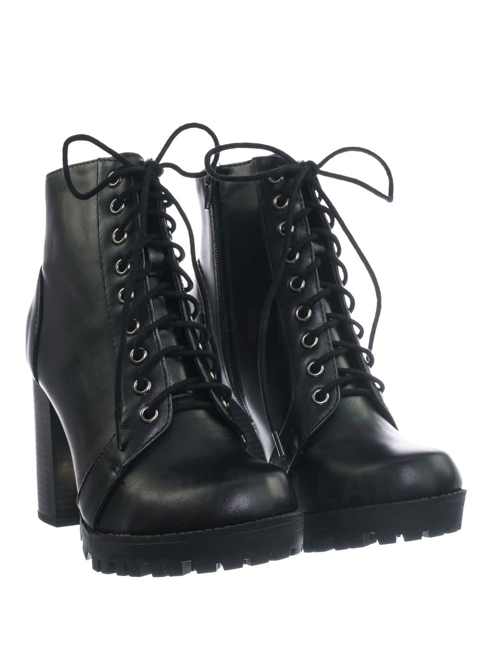 black lace up military boots