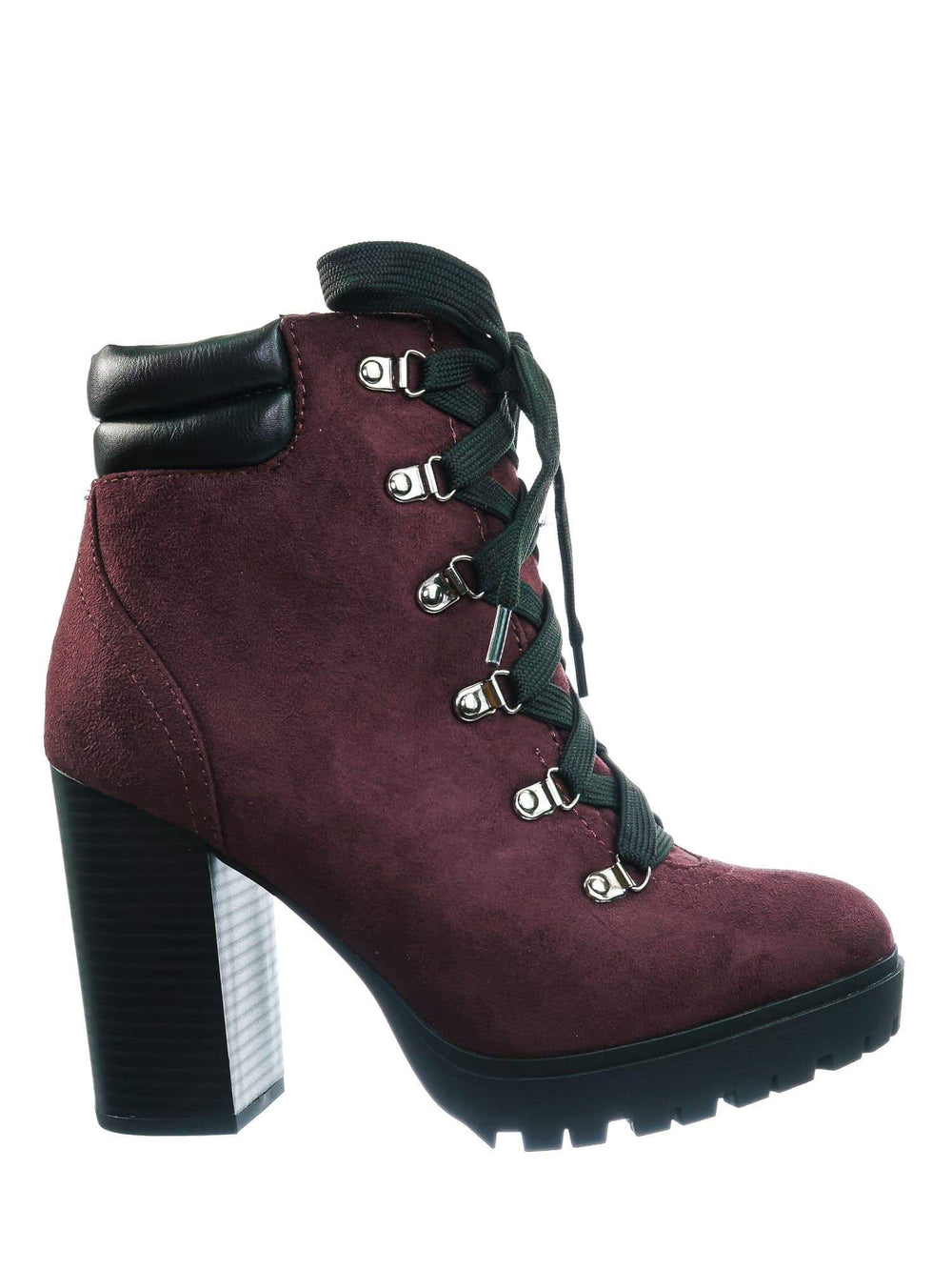 high heeled combat booties