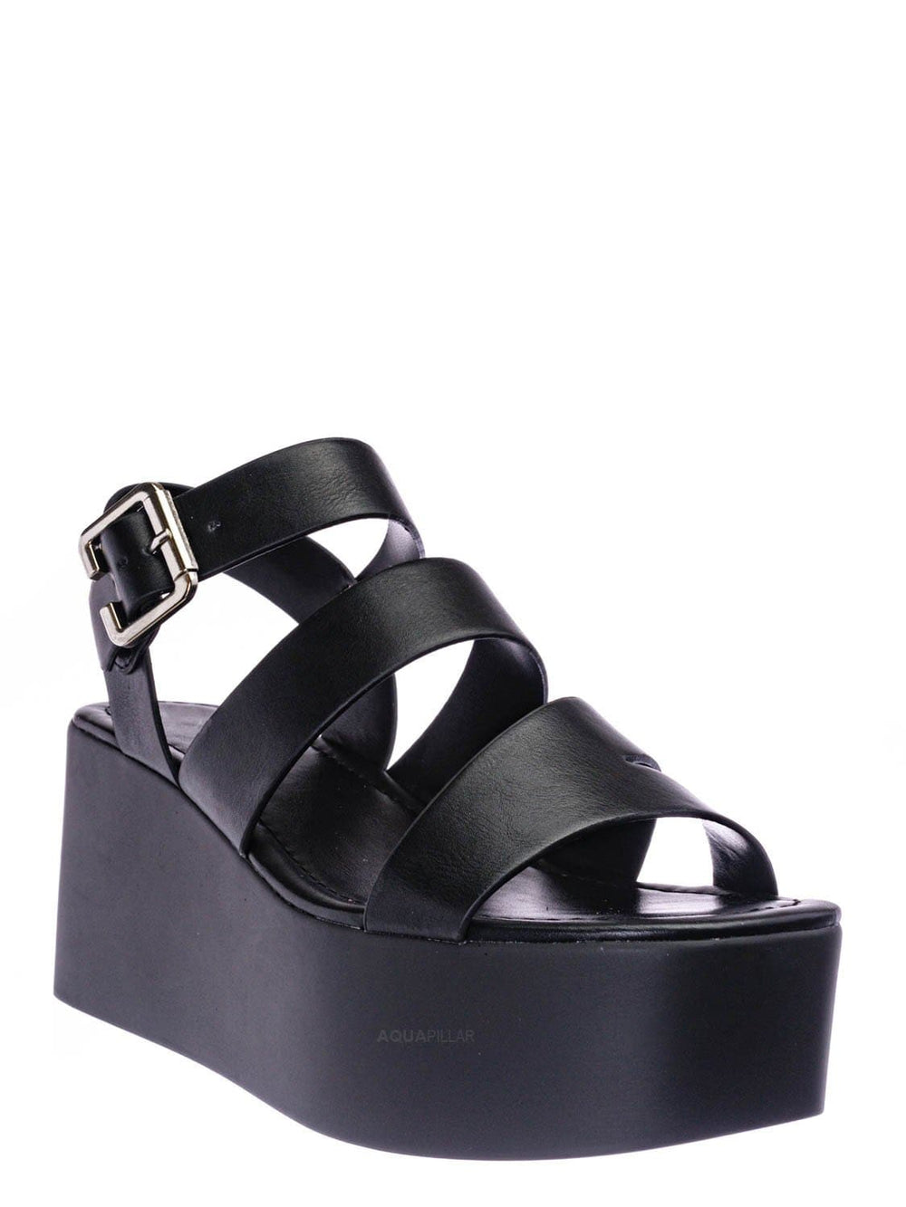 black strappy flatforms