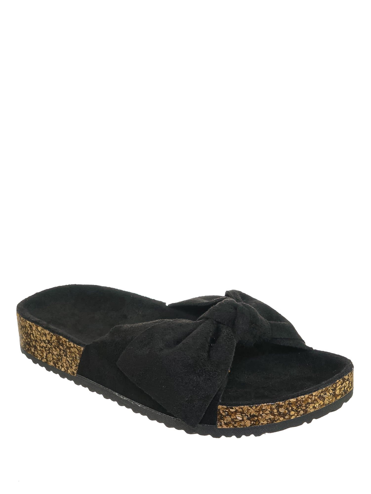 Black Fs / Berk24 Molded Footbed Slipper Sandal - Women Comfort Contour Cork Slip On Shoes