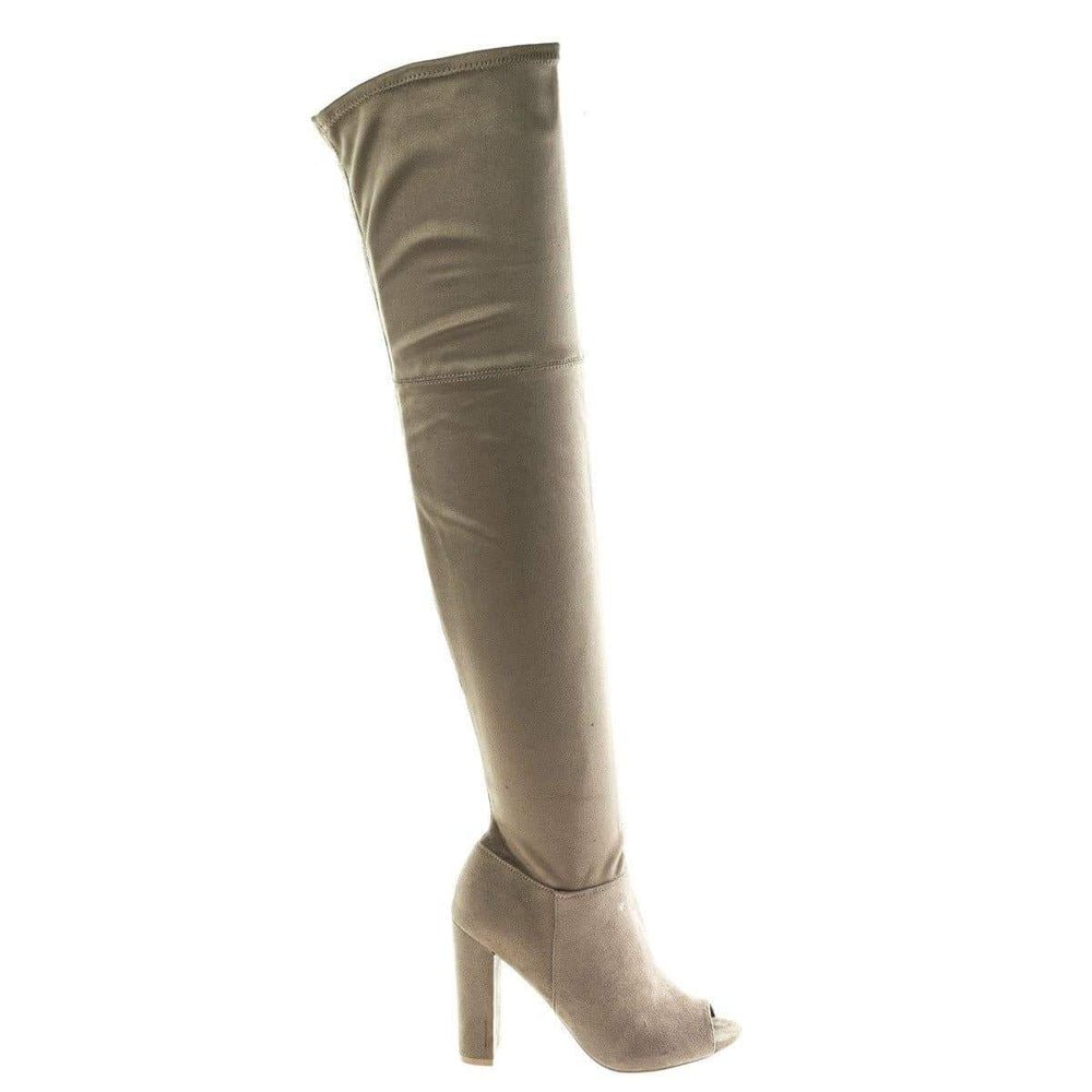 chunky thigh high suede boots