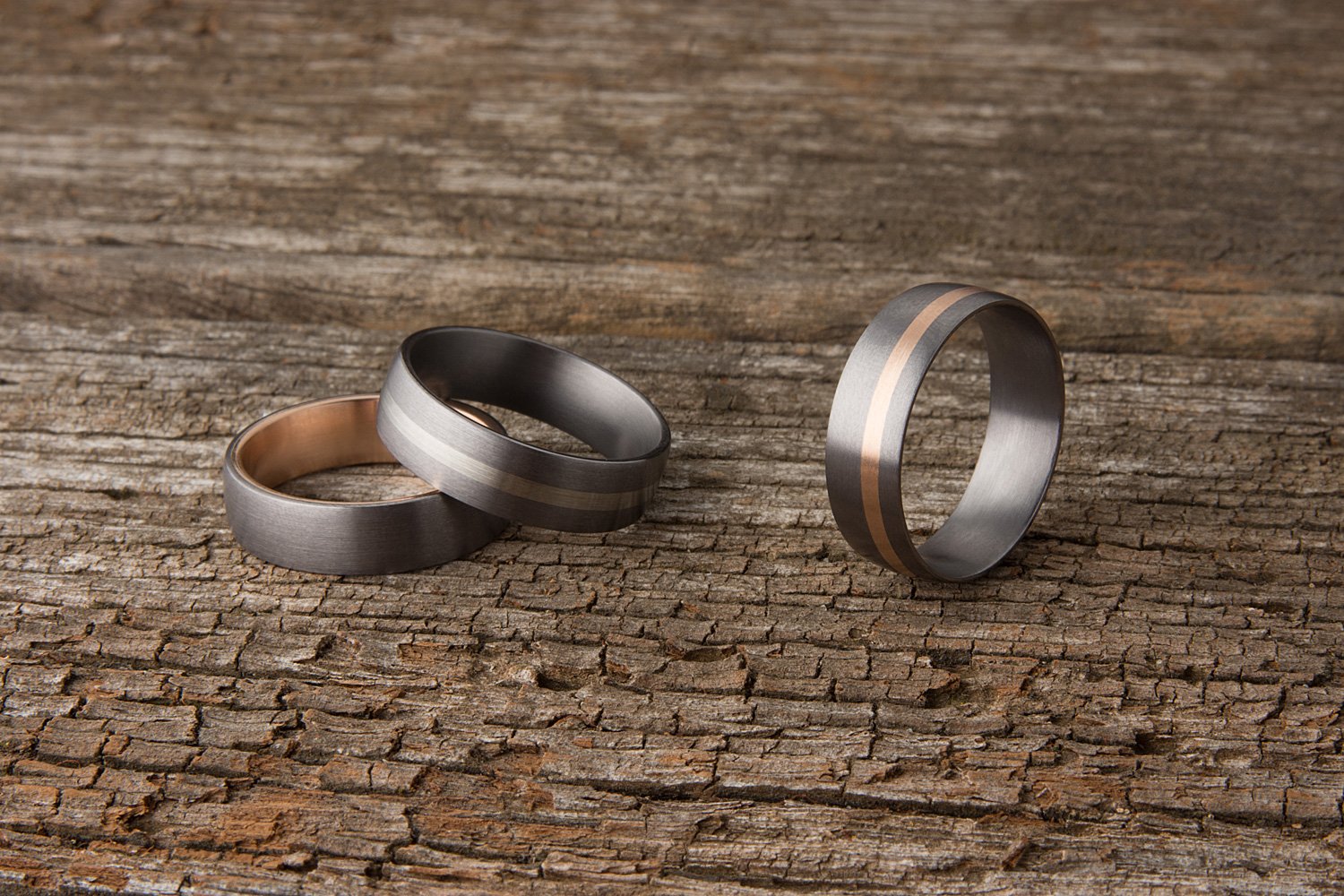 Tantalum and Rose Gold Inlay Wedding Ring – KAVALRI