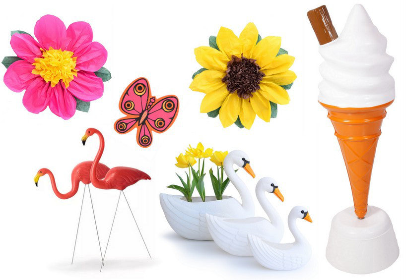 Ice cream, flamingo, paper flowers, swan and butterfly clip