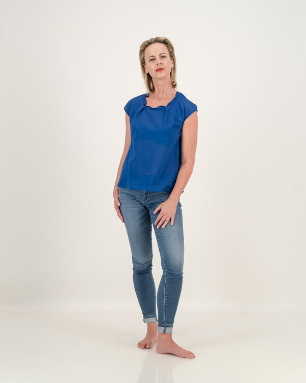 ada pleat neck top - sapphire