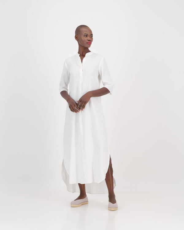 linen kurta dress - white