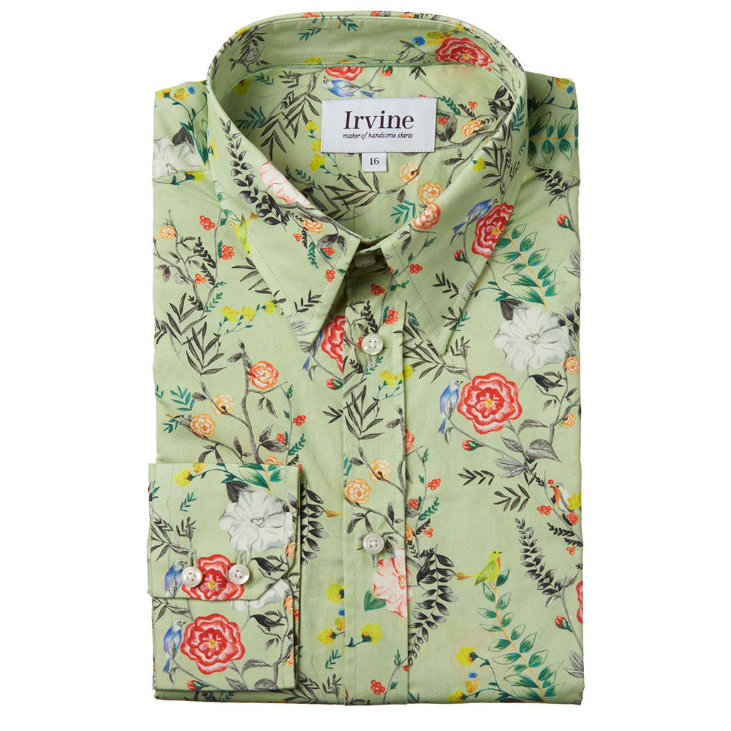 Lancashire Rose Aquamarine Floral Shirt | Irvine Shirts