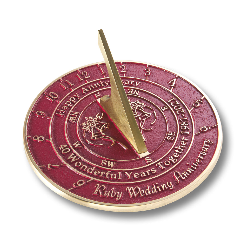 40th Ruby Wedding Anniversary Sundial Gift For Him, Her Or ...