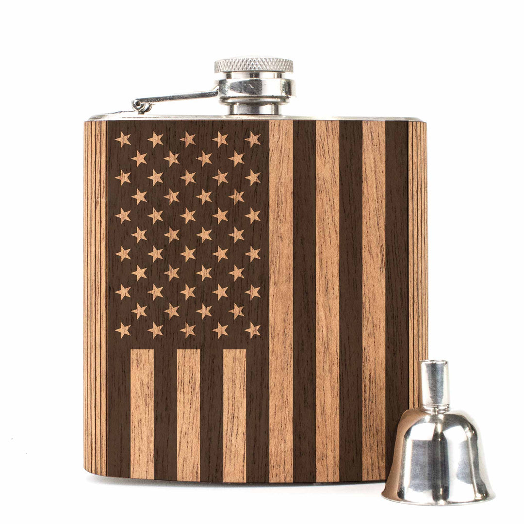 Pine Tree Wood Hip Flask Groomsmen Flask Custom Wholesale Flasks Handmade 6  Oz. Flask Mountain Gifts Men Autumn Woods Collective 