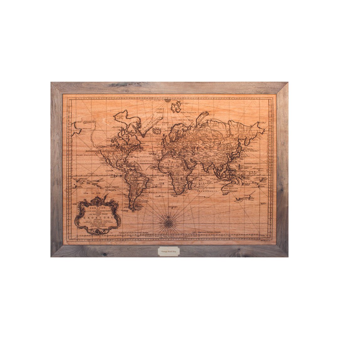 Customizable 30" Wood World Map