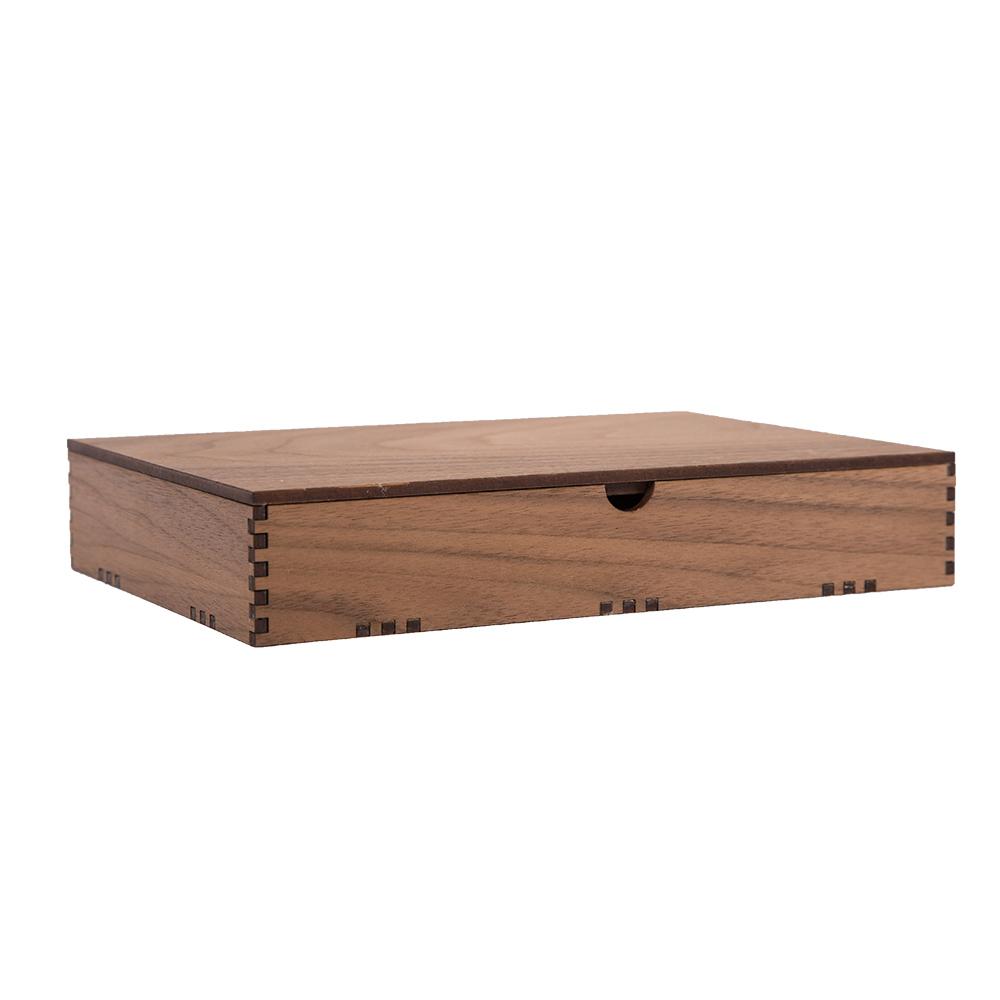 flat wooden box with lid