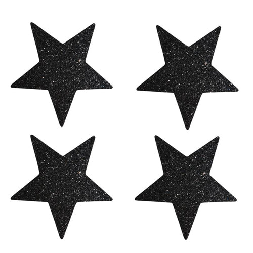 Black Glitter Star Stickers