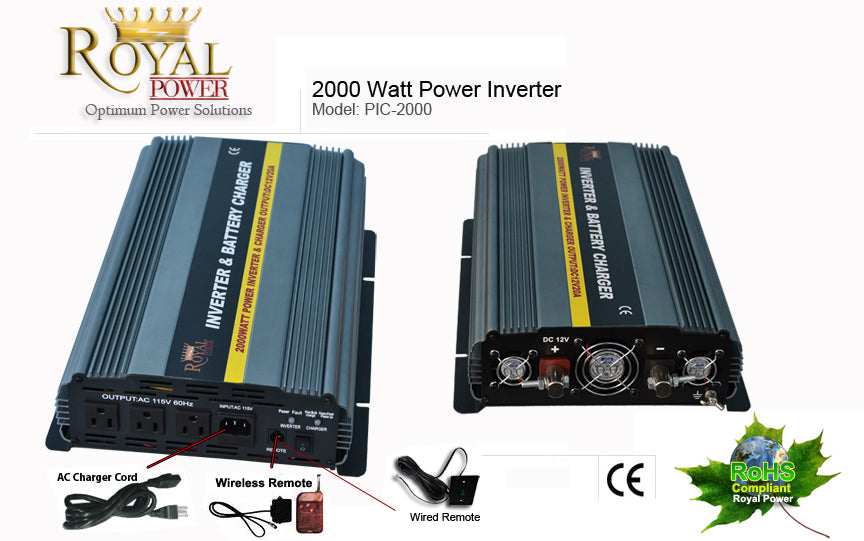 FGNS INV105  Inversor de Corriente DC AC 2000W Convertidor 12V