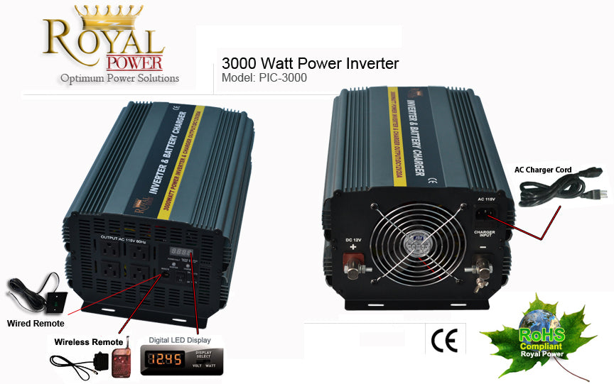 Inversor de voltaje 12V DC 220V AC 3000W – Peptel