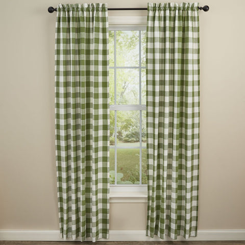 Wicklow Sage Check Long Panel Curtains-Lange General Store