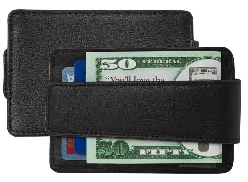 SG-101 DeepPocket Leather Money Clip Wallet Black Top Grain Cowhide ...