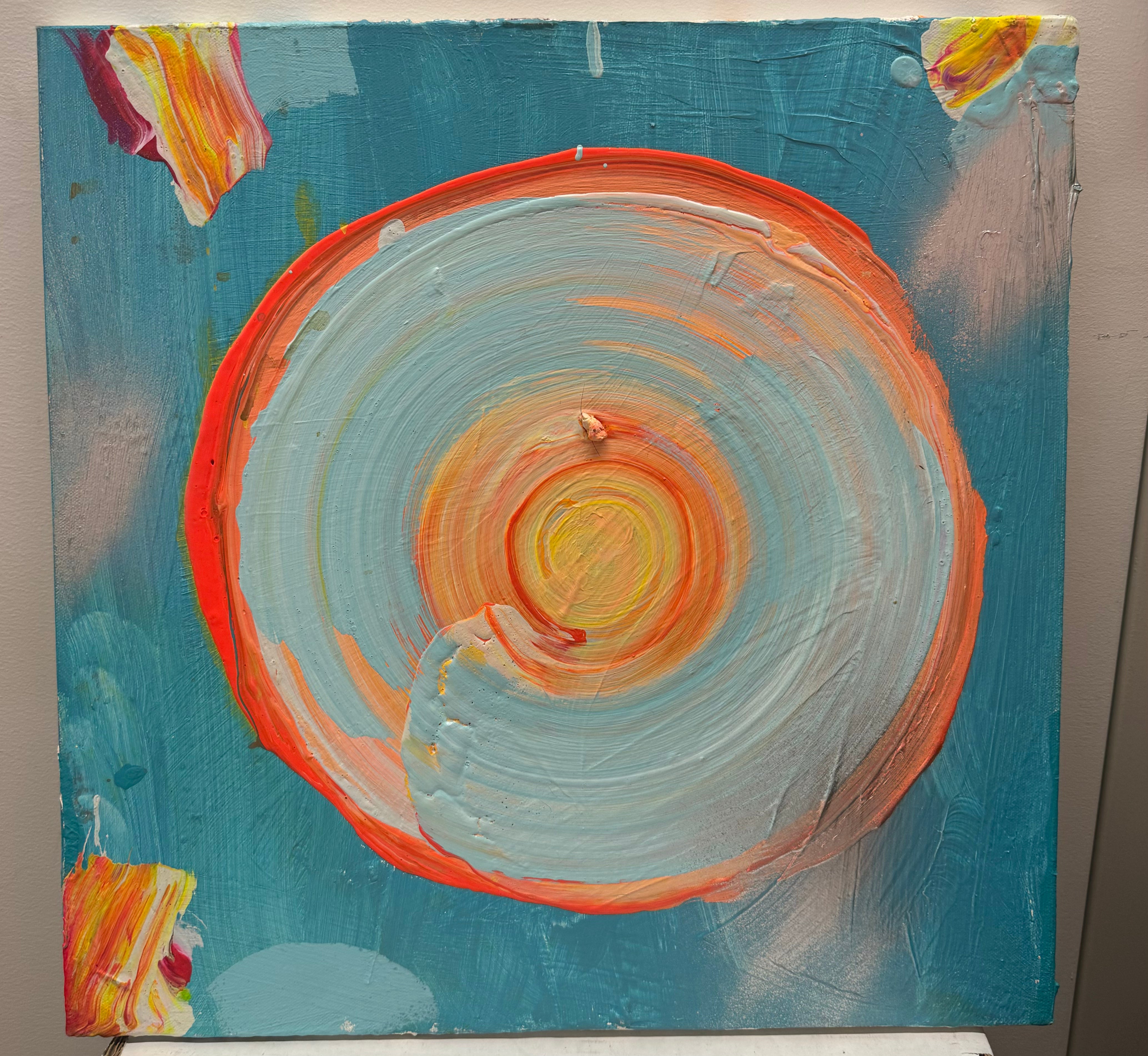 "Brendan Cass" OOAK Abstract Contemporary Art, Blue/Orange Dot- $25K APR w/ CoA!