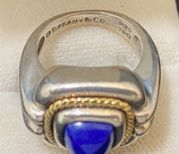 TIFFANY & CO. Vintage Design Sterling Silver & 18K Yellow Gold with Lapis Lazuli Ring - $8K Appraisal Value w/CoA} APR57