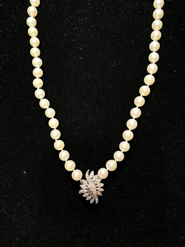 1950s Vintage Double-Strand Saltwater 7.5 mm Pearl Necklace