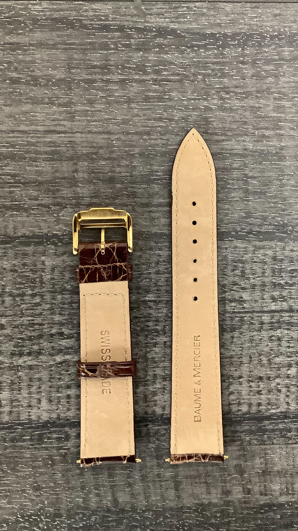 BAUME & MERCIER Brown Crocodile Leather Watch Strap - $600 APR VALUE w