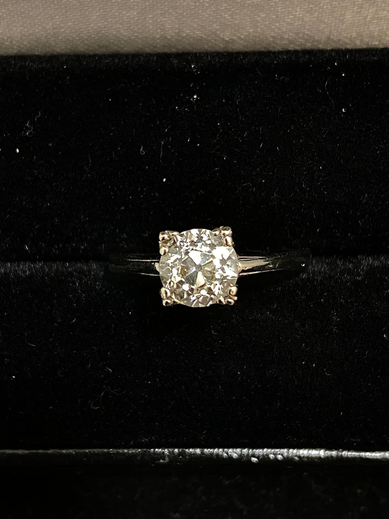 1920's Antique Design Solid White Gold with Old European Diamond Ring - $25K Appraisal Value w/CoA}