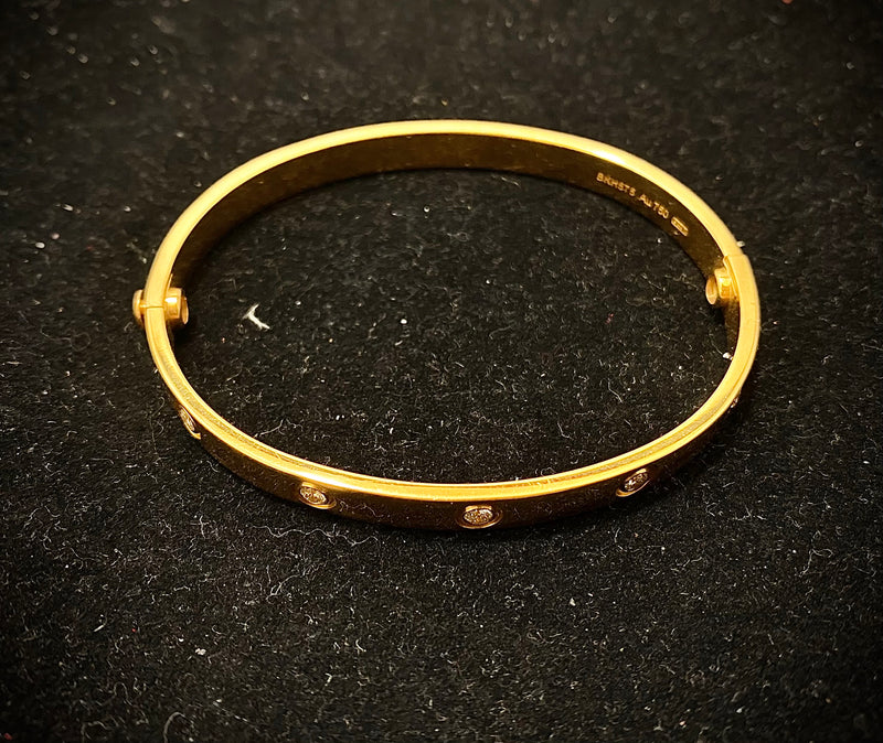 CARTIER Love Bracelet 18K Yellow Gold with 10 Diamonds