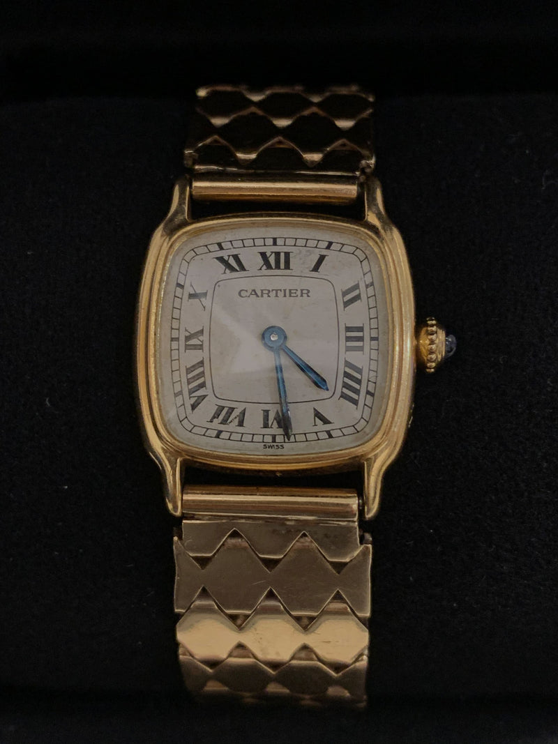 CARTIER 18K Yellow Gold Vintage c. 1940s Watch w/ Vintage Art Deco Dmn ...