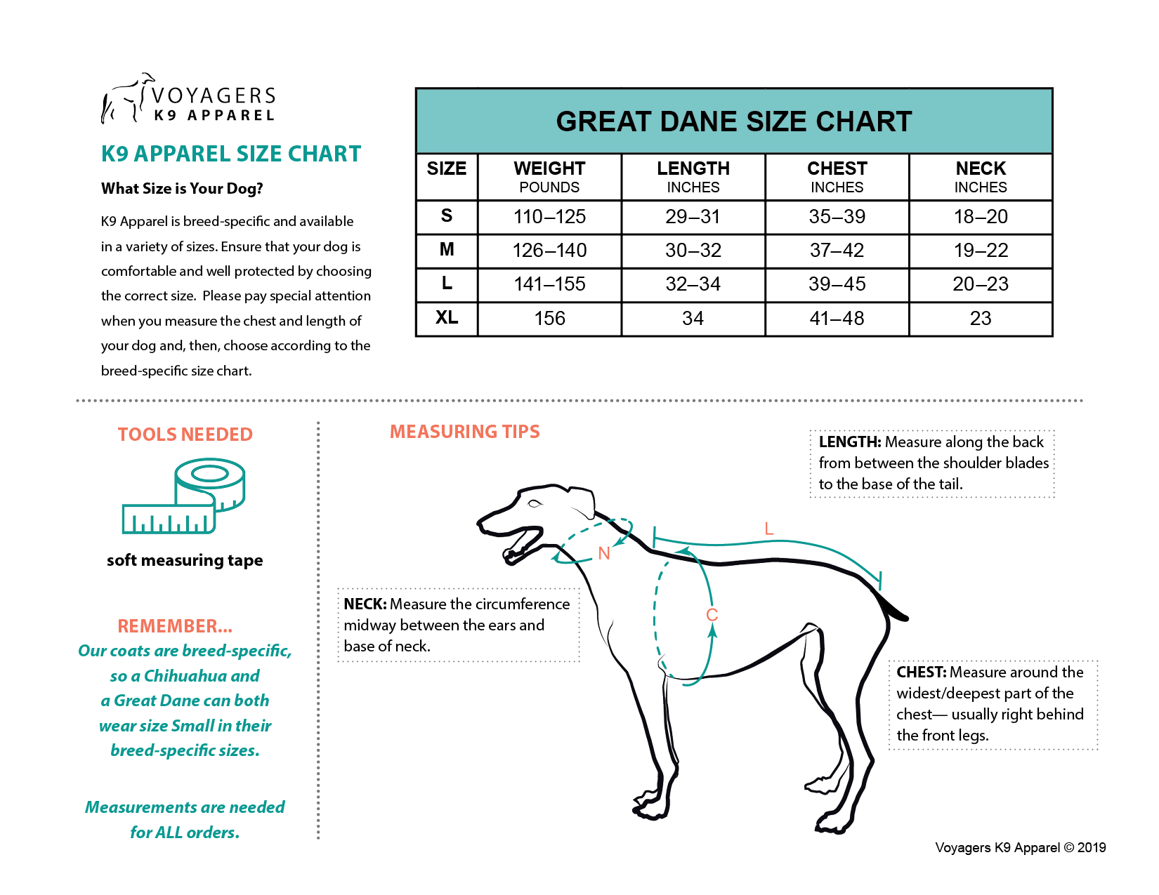 Polar Chest Size Chart