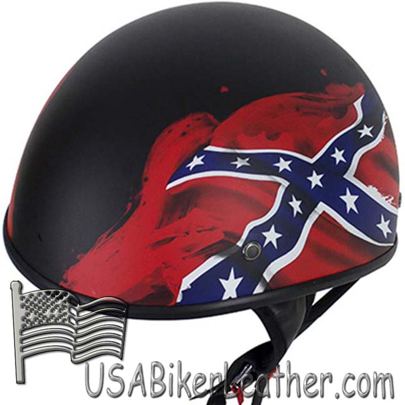 DOT Rebel Flag Motorcycle Helmet - Flat Finish - SKU USA-HS1100-REBEL