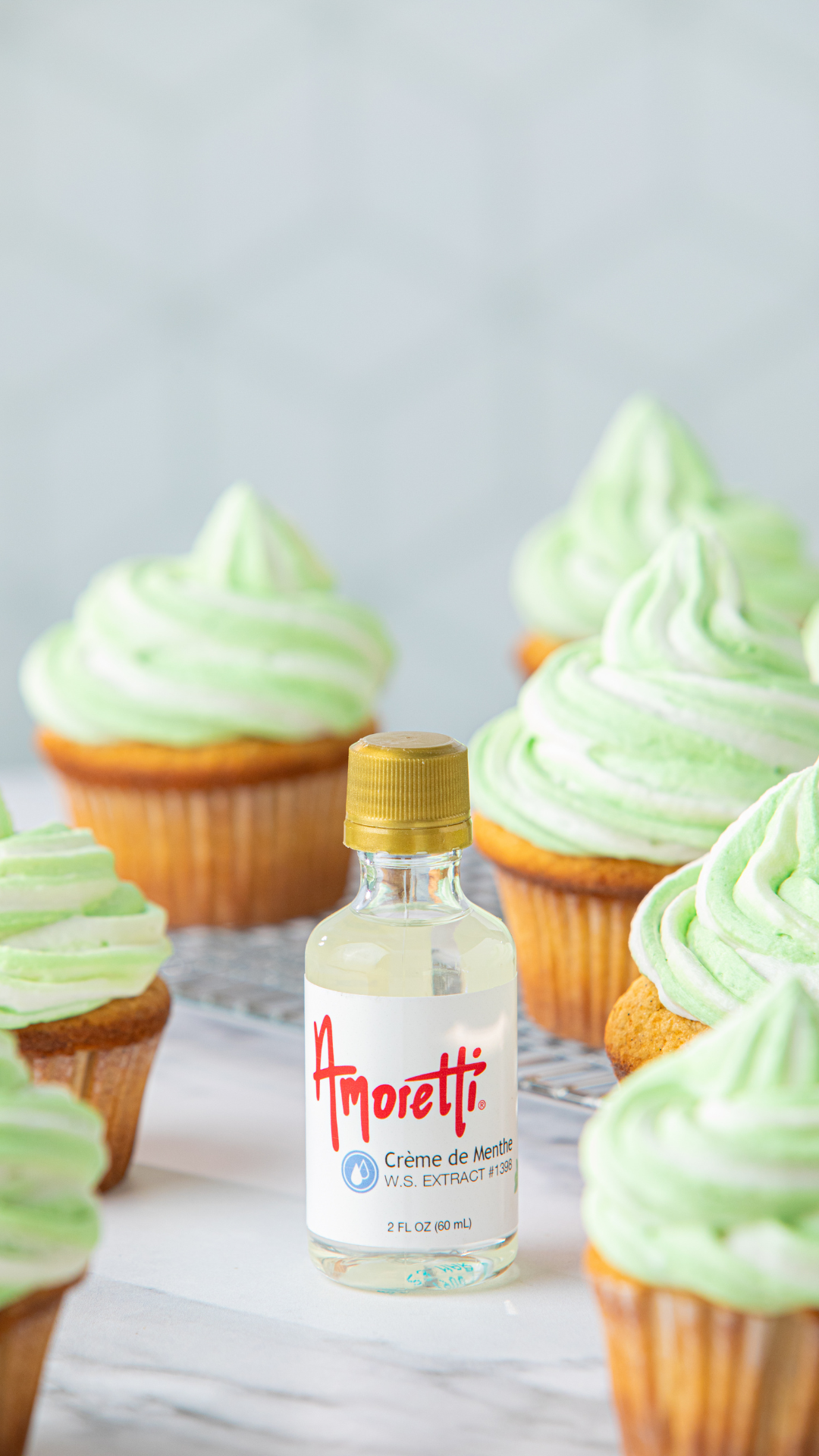 Amoretti Creme De Menthe Cupcakes next to Creme De Menthe Cupcakes