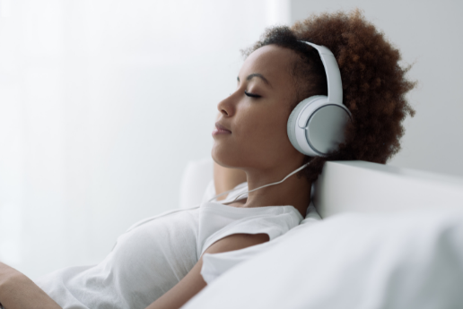 Girl listening to music relaxed