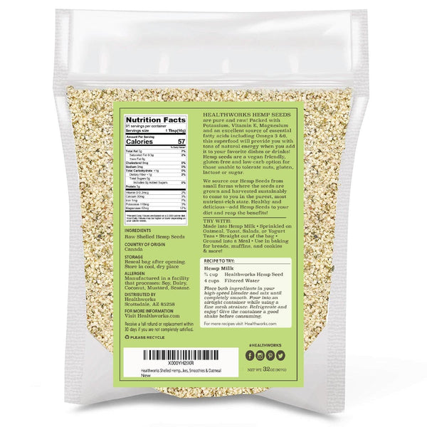 Healthworks Shelled Hemp Seeds, Pesticide Free, 2lb