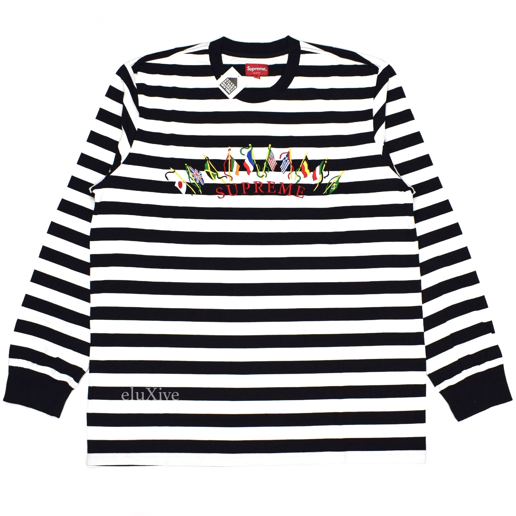 black and white striped supreme shirt