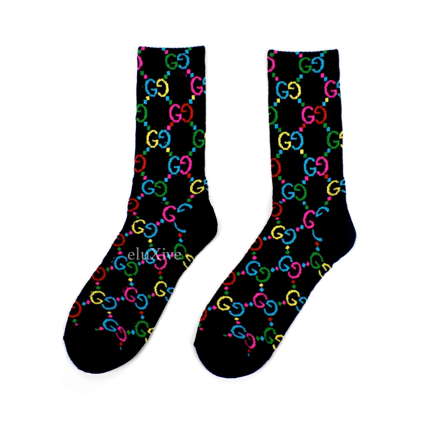 Imran Potato Black/Rainbow 'Gucci' Knit Socks –