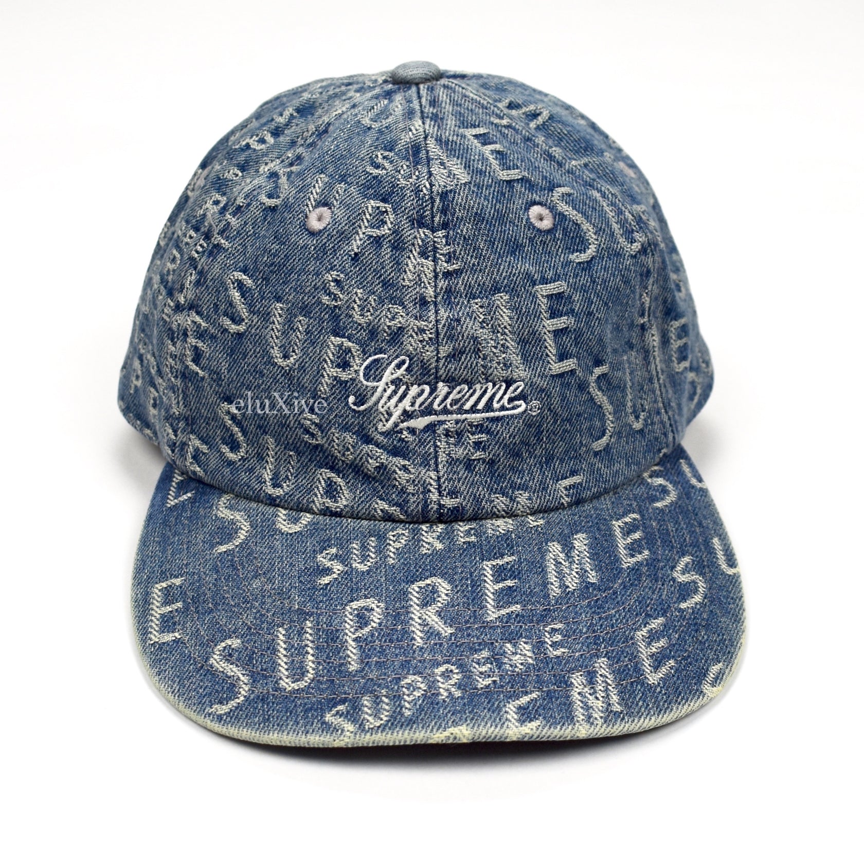 supreme Jacquard Logos Denim 6-Panel - 帽子